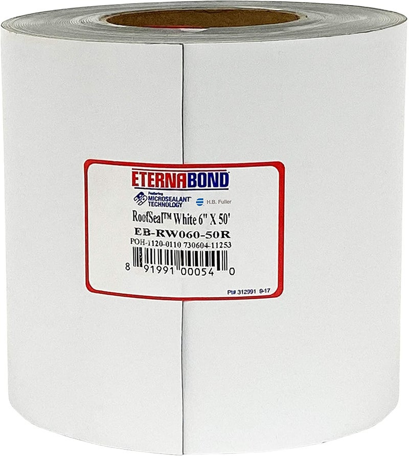 EternaBond RoofSeal White 6" x50' MicroSealant UV Stable RV Roof Seal Repair Tape | 35 mil Total Thickness - EB-RW060-50R - One-Step Durable, Waterproof and Airtight Sealant - Image 1